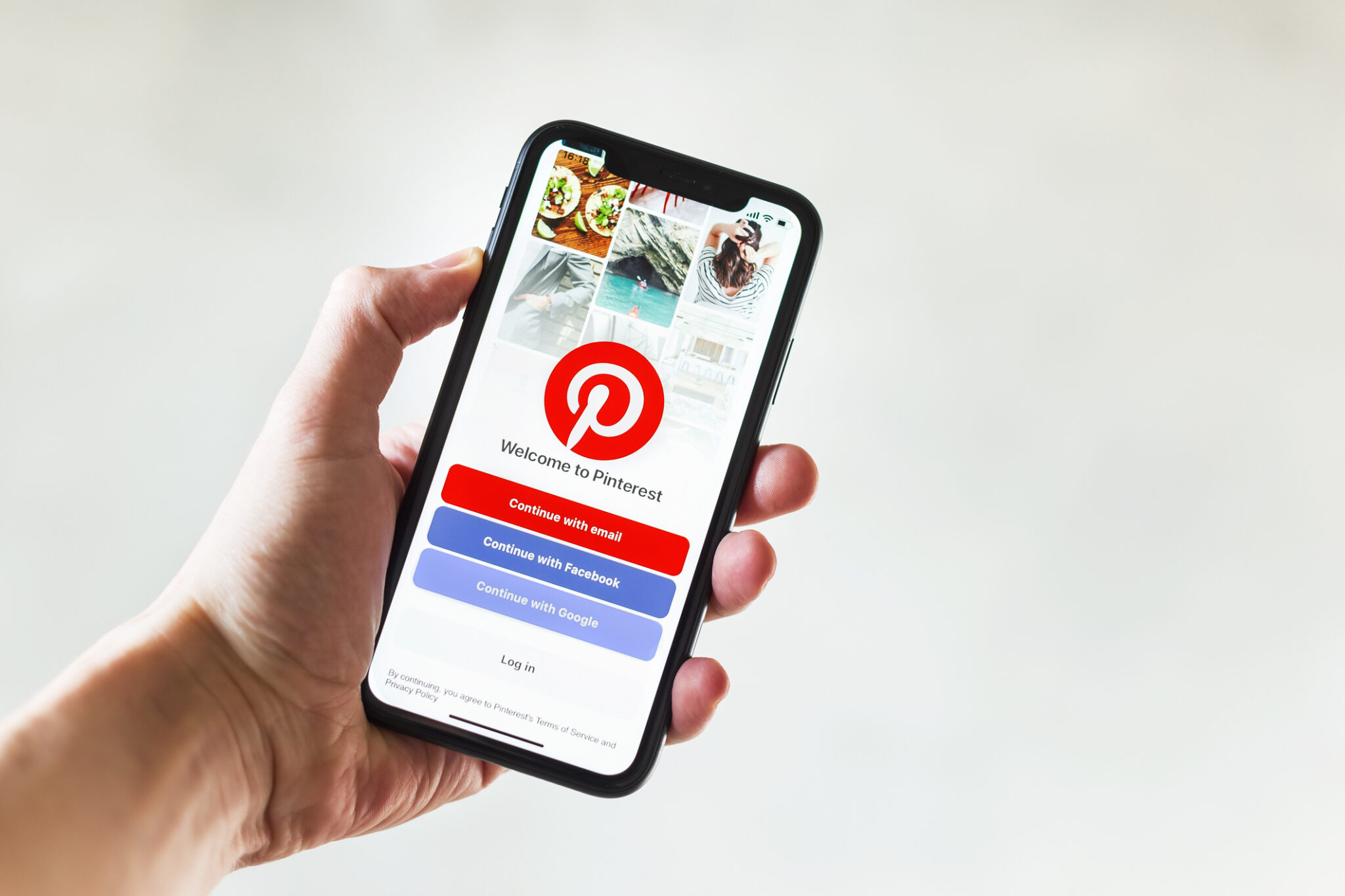 Log in and out of Pinterest