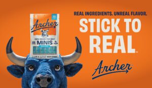 Archer’s brand campaign “Stick to Real” features its updated visual branding, including a blue bull. 
